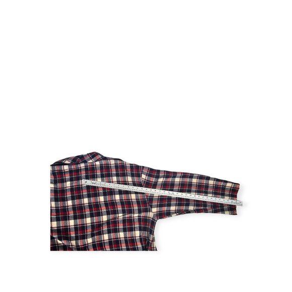 Polo Ralph Lauren Robe L/XL Plaid Flannel Long Sleeve Belted Red White Navy - Picture 8 of 9